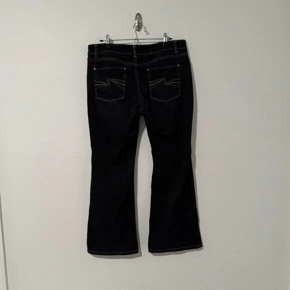 White House Black Market Blanc Flare Leg Black Jeans Pants Sz 14S (35x29) - Picture 6 of 13
